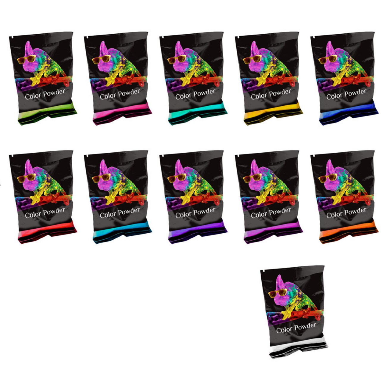 Color Powder 70 Gram Individual Packets | 10 Pack Plus Bonus White